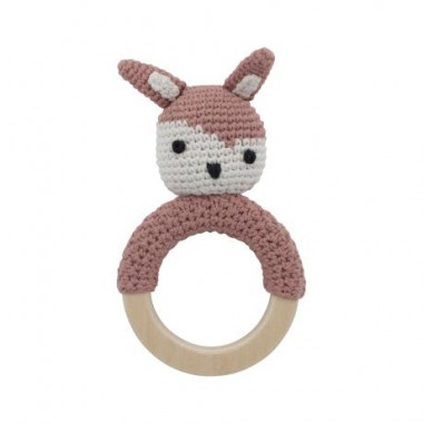 Hochet en crochet lapin - Rose