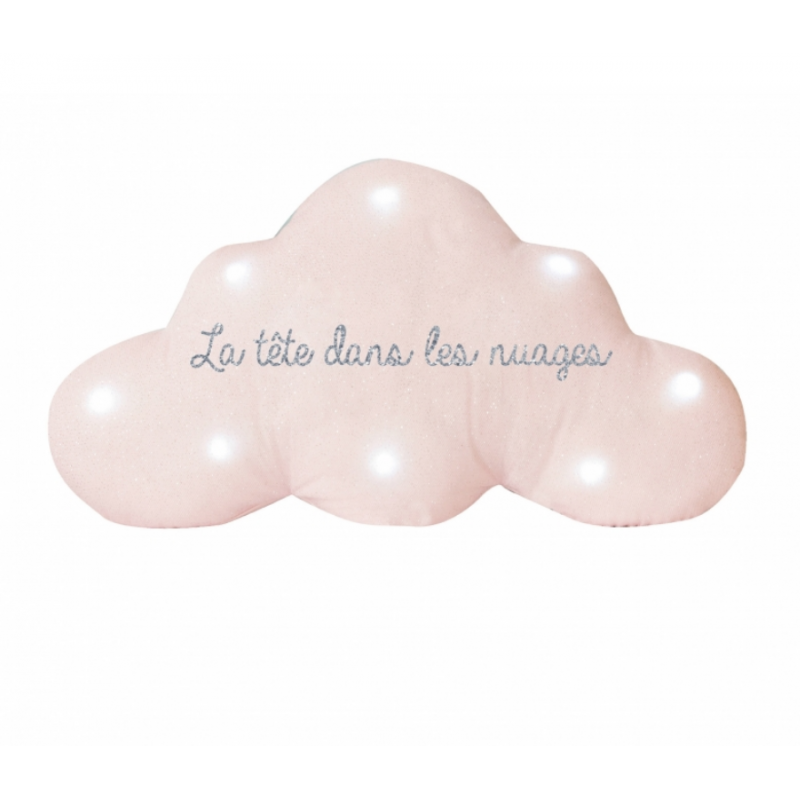 Veilleuse musicale personnalisée - Nuage rose pailleté