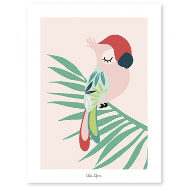 Affiche perroquet rose