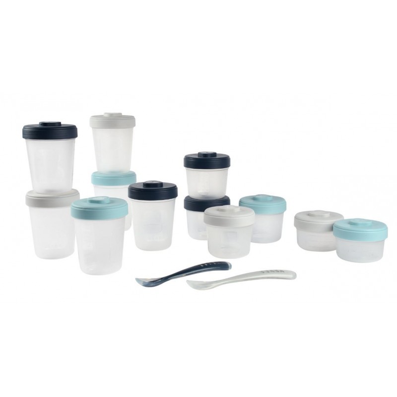 Set de 6 Pots de conservation Béaba Clip 2ème âge 200 ml Bleu et