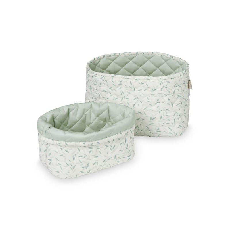 Lot De 2 Paniers De Rangement Green Leaves Lot De 2 Paniers De Rangement Green Leaves