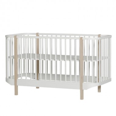 Lit bébé évolutif Wood 70x140 cm - Blanc et chêne - Le Pestacle de