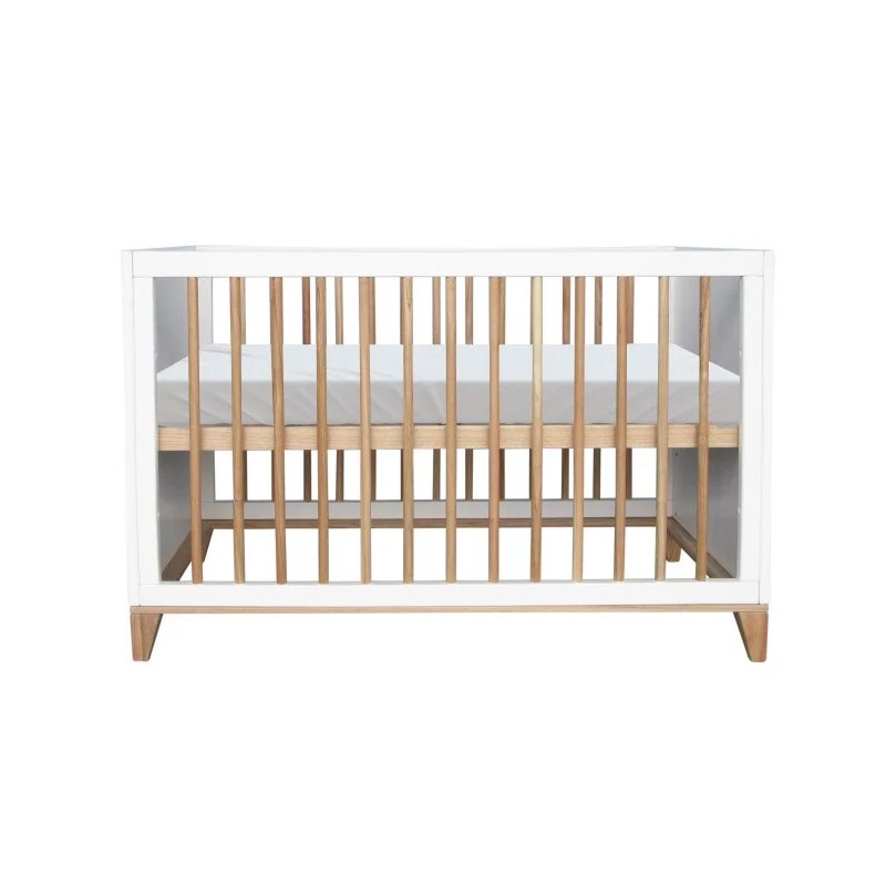 Lit Bébé Pliant En Bois Blanc Réglable En Hauteur 60x120 - Lit