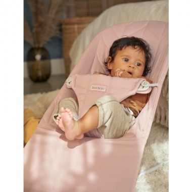 Babybjorn - Transat Bliss Rose poudré en coton, Matelassage Classique (  Cadre Gris Foncé)