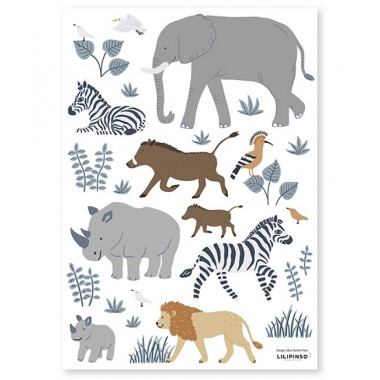 sticker Autocollant enfant Animaux de la Jungle