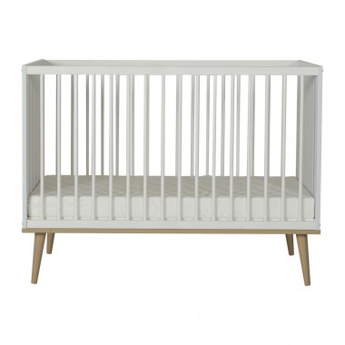 Chambre trio lit bébé 60x120 cm + armoire XL + commode avec plan à langer  (offert) Flow White & Oak - Made in Bébé