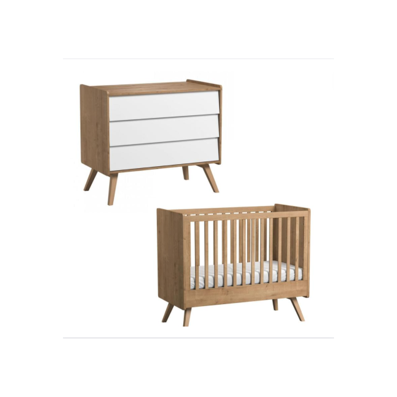 Vox Meubles Lit Bébé Vintage Chêne - 60 x 120 cm - Lit bébé Vox