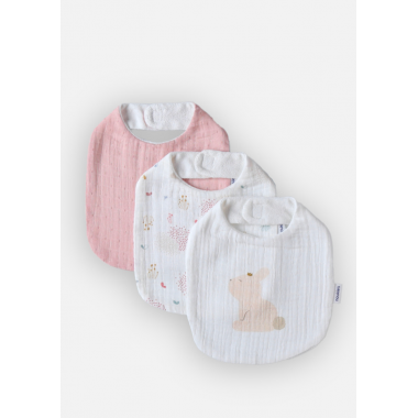 Lot de 2 Bavoirs Coton - Mycey - Rose