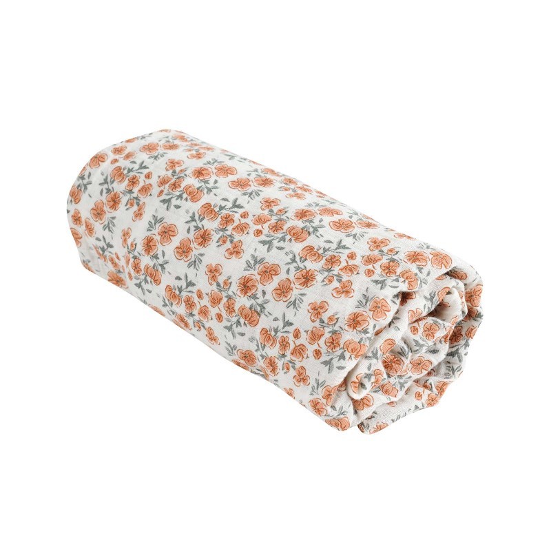 Housse pour matelas à langer en coton biologique californian poppy -  Bonjour Little