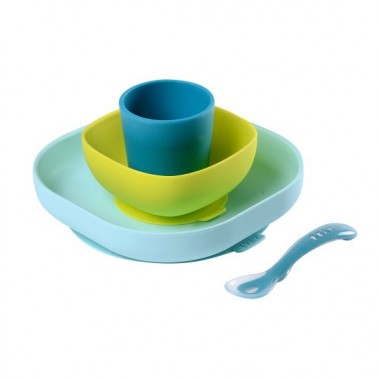 SET VAISSELLE SILICONE BLEU