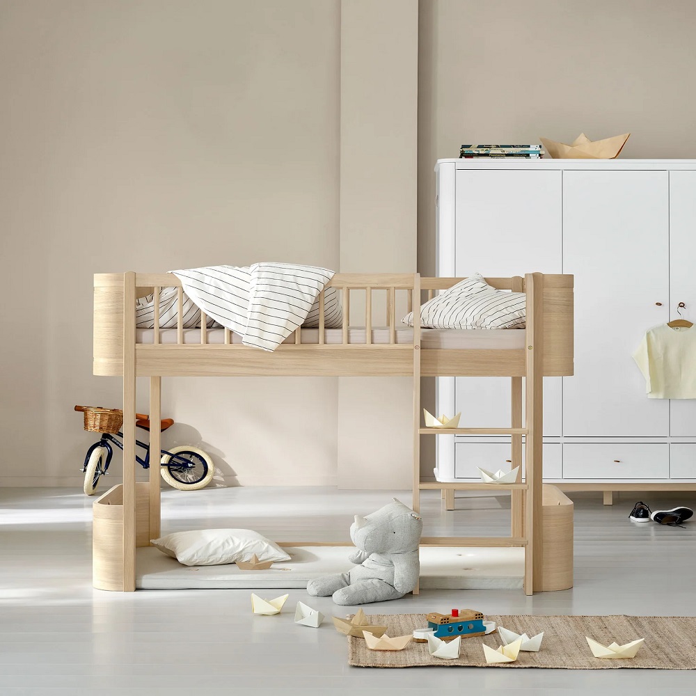 Lit bébé évolutif Wood Mini+ en Blanc et chêne - Le Pestacle de Maëlou